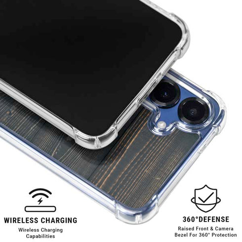 Black Painted Wood Galaxy S25 Clear Case